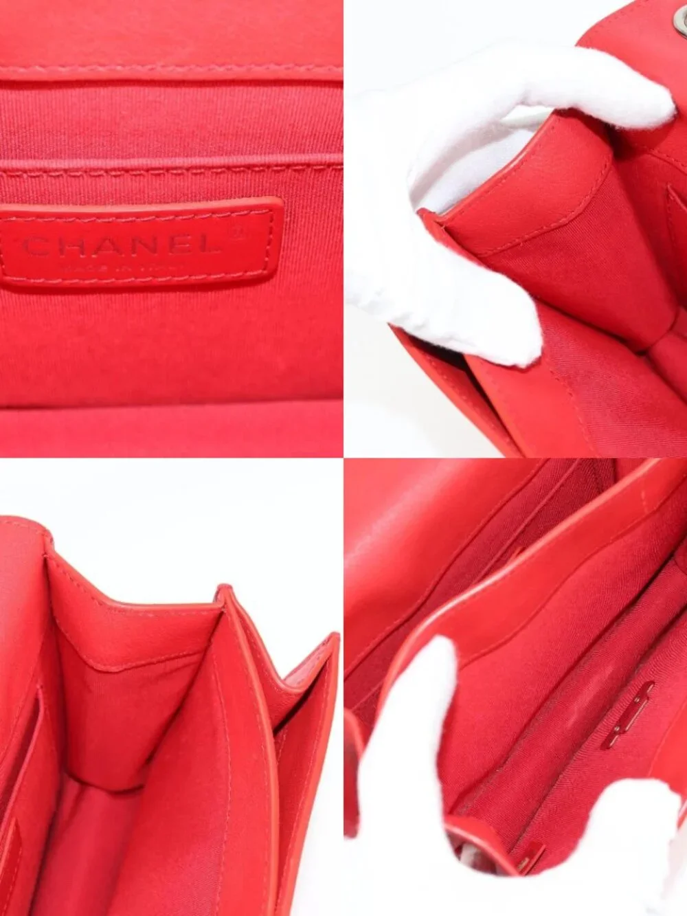 CHANEL Matelasse Chain Shoulder Bag Leather Red Silver CC Auth 138980M